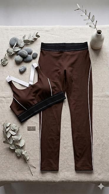 Qadın geyimləri: Qadınlar üçün idman dəsti – bra və tayt - Rənglər: ağ/qaralı — 2