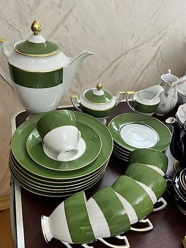 serviz destleri: Çay dəsti, rəng - Ağ, Farfor, 6 nəfərlik, Almaniya — 1