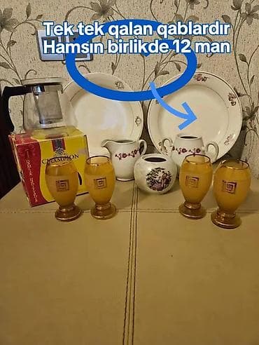 Tek tek olan qablardı Hamsın birlikde satıram 12 man. elmler — 1