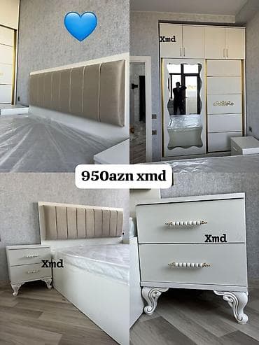 kamod satilir: İkinəfərlik çarpayı, Dolab, Komod, 2 tumba, Yeni — 1
