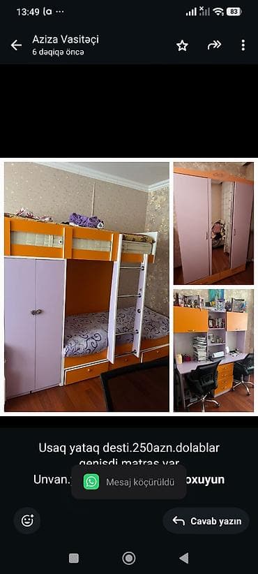 Usaq yataq desti.250azn.dolablar genisdi.matras var Unvan.yeni Gunesli — 1