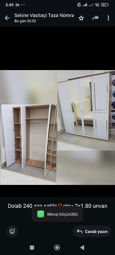 Dolab 240 azn satilir‼️olcu 2×1.80 unvan ceyranbatan sekine