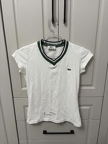 brend geyim: Lacoste qadın T‑shirt, slimfit modeldir, m beden olsa da s bedene daha — 2