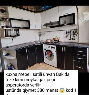 quxna şkafı: Mətbəx mebeli dəsti – Bakı - Qara-ağ rəngdə L-forma modul dəst - — 1
