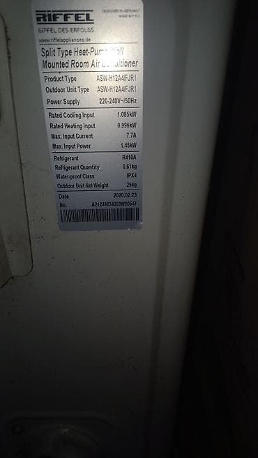 Kondisionerlər: Riffel split tipli divardan asılan kondisioner (istilik nasosu) — 3