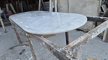 Мебель: Mərmər masa üstü – oval/uzunsov forma - Material: təbii ağ mərmər — 3