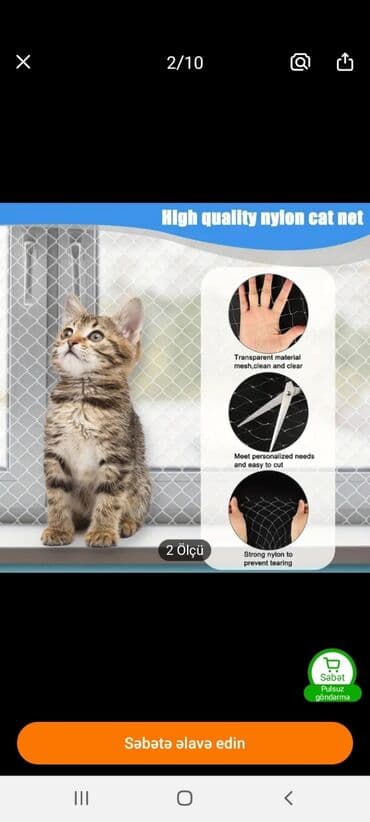 купить домик для кота: Pisik ucun balkon setkasi.yenidir.turkiyeden alinib.3/4olcude.cox — 1