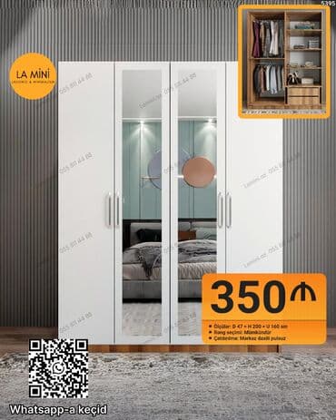 Açılan, 3 qapılı Düz dolab, Qarderob, paltar dolabı