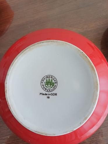 mis caydan: Çay dəsti, rəng - Qırmızı, Farfor — 4