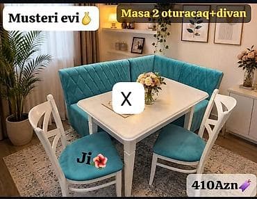 stul stol: Mətbəx dəsti – Masa + 2 stul + künc divan - Dəst tərkibi: 1 ədəd — 1