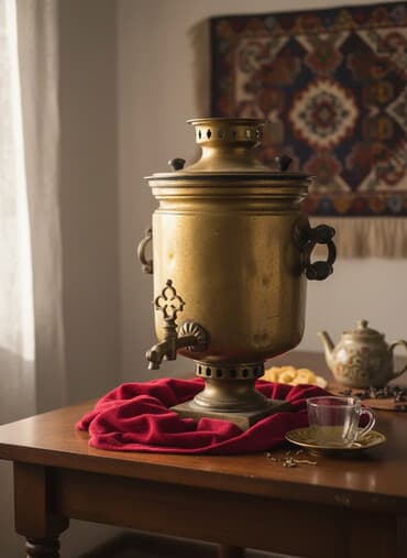 qedim qepikler: Antik mis samovar - Material: döymə mis / bürünc korpus, dekorativ — 2