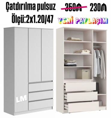 taxt sfaner: Açılan, 3 qapılı Düz dolab, Qarderob, paltar dolabı — 1