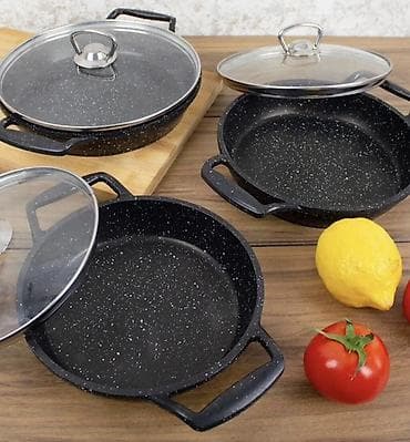 Посуда для готовки: Сковородка, цвет - Черный, Гранит — 1