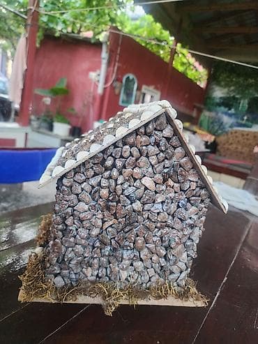 balaca ev dizaynlari: Dekorativ quş evi – əl işidir - Materiallar: təbii çınqıl daşları — 3