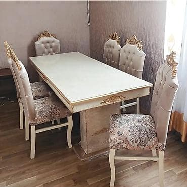 deko: Qonaq otağı üçün, Açılmayan, Dördbucaq masa, 6 stul — 2