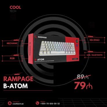rgb klaviatura: 🔥RAMPAGE B-ATOM KB-RX63 🌐 cooltech.az ✨ Yeni ❗Məlumat - Rəng: White - — 1