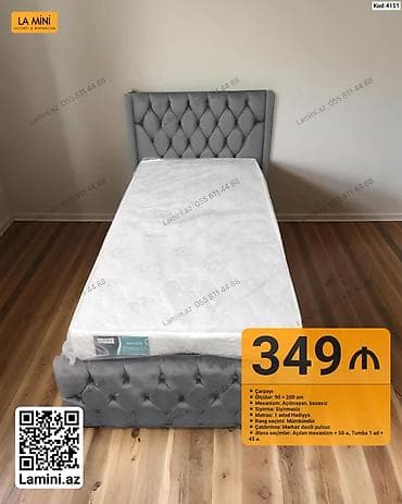 Çarpayı – 90x200 sm Model 1 (Kod: 2972) - Ölçü: 90 x 200 sm - — 2