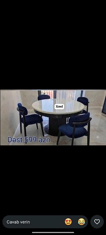 divan ofis: Yeni, Açılmayan, Yumru masa, 4 stul — 1