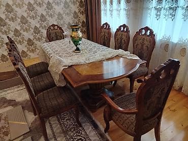 qabag stol: Qonaq otağı üçün, Açılmayan, Oval masa, 8 stul — 4