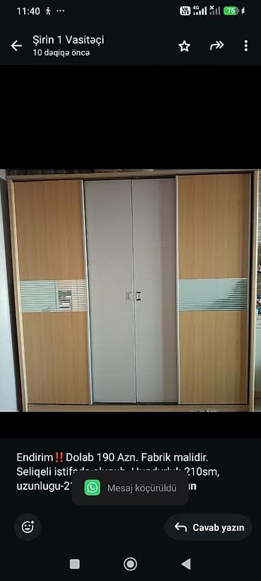 skafi: Endirim‼️Dolab 190 Azn. Fabrik malidir. Seliqeli istifade olunub — 1