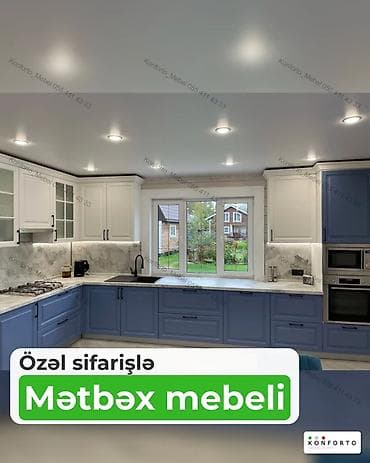 Özəl sifarişlə mətbəx mebeli - Dizayn: Klassik-modern üslubda, yuxarı