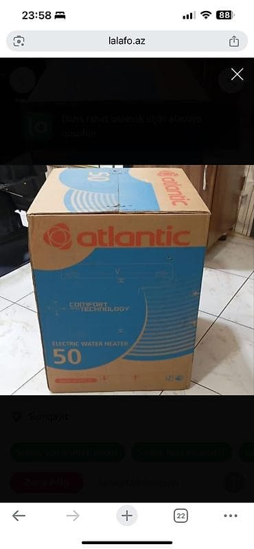Atlantic Electric Water Heater – 50 L - Model: Atlantic elektrik su