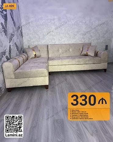 Künc divan – La Mini - Ölçülər: 260 x 160 sm - Mexanizm: Açılan