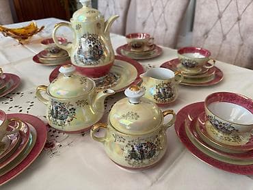 serviz qab: Çay dəsti, rəng - Sarı, Farfor — 1