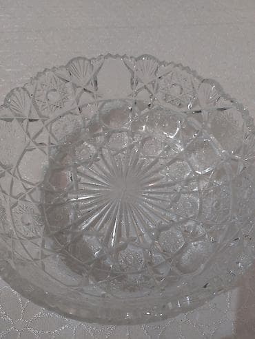 Kəsimli şüşə/qab kristal kasa - Material: şəffaf kəsimli şüşə