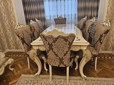 Ev və bağ: Qonaq otağı üçün, İşlənmiş, Açılmayan, Dördbucaq masa, 8 stul — 3