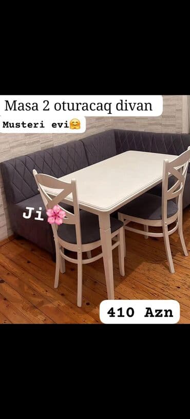 stol desdi: Qonaq otağı üçün, Açılmayan, Dördbucaq masa, 4 stul — 8