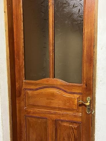 Дом и сад: Taxta otaq qapısı – şüşəli model - Material: təbii ağac (açıq-qəhvəyi — 2