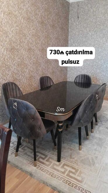 kirayə stol stul: Для кухни, Новый, Нераскладной, Прямоугольный стол, 4 стула — 33