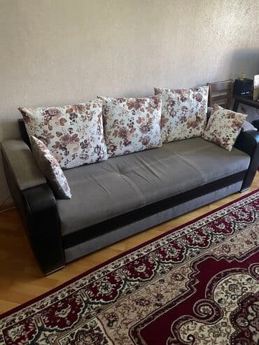 продажа дивана бу: Диван, Б/у, Раскладной, Без подьемного механизма, Набук, Нет доставки — 2