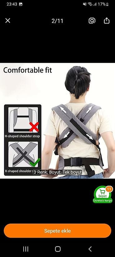 Uşaq arabaları: Məhsul: Körpə daşıma çantası (ergonomik baby carrier) - Rəng: Qara - — 2