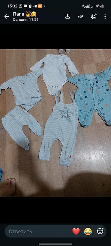 Uşaqlar üçün digər geyimlər: Uşaq geyim dəsti paketi - Mavi-ağ panda dizaynlı kapüşonlu, fermuarlı — 5