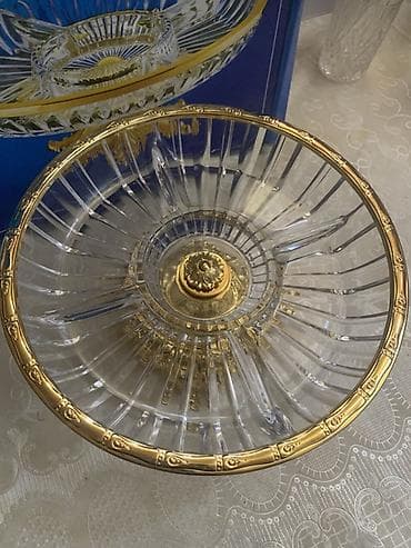 heinz kasa: QUTUDA‼️ İŞLƏNMƏMİŞ? 24K qızıl örtüklü kristal meyvə qabı - — 3