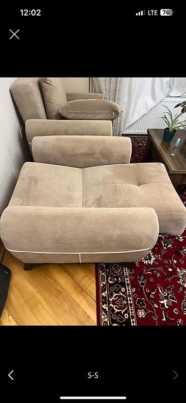 dairəvi: Yumşaq bej rəngli tək nəfərlik kreslo - Material: məxməri tipli — 4