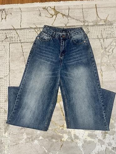 Cinslər: Geniş kəsimli mavi cins şalvar 28 olcu - Model: wide-leg/straight — 3