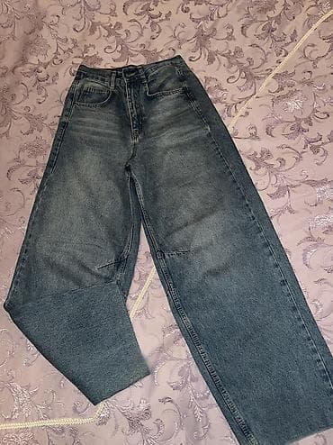 cins qadın ayaqqabıları: Maule Jean – mavi rəngli, toka detallı, geniş paça baggy qadın cinsi — 7