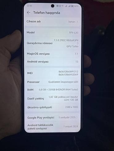 Powerbanklar: Honor X8, 128 GB, rəng - Göy, Barmaq izi, İki sim kartlı, Face ID — 7