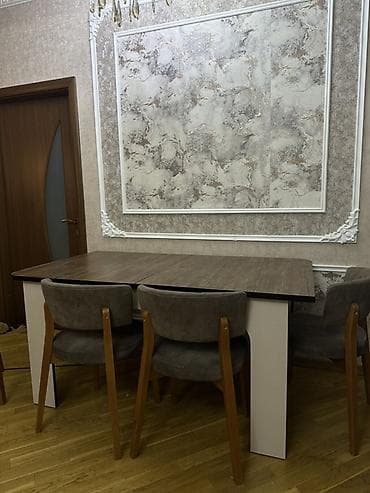 Qonaq otağı üçün, İşlənmiş, Açılan, Dördbucaq masa, 6 stul