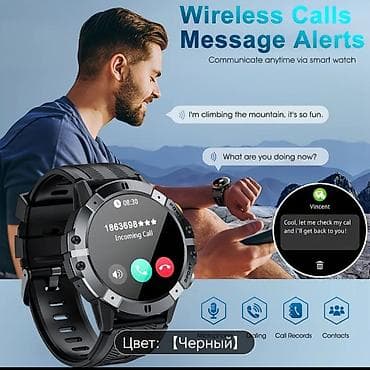 Смарт браслеты: Новый, Смарт часы, Водонепроницаемый, цвет - Черный — 4