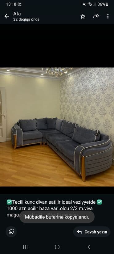 divan alan: Künc divan, Açılan, Bazalı, Vеlur parça — 1