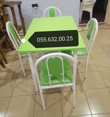 stol stul işlenmiş: Yeni, Künc masa, Açılmayan, Stullar ilə, Metal, Azərbaycan — 14