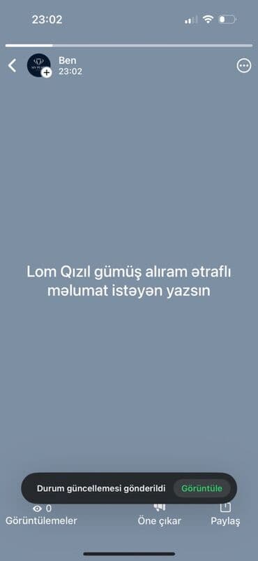 Xidmət: Lom qızıl və gümüş qəbulu Təsvir: - Hər növ lom qızıl və