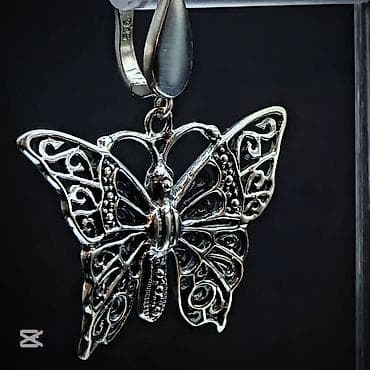 emerald: Gümüş kəpənək şəbəkə sırğalar - Material: 925 ayar gümüş - Dizayn — 4