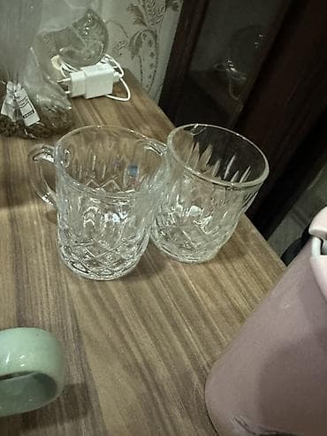 cay samavari: Şüşə və keramika fincan/bokal dəsti - 2 ədəd qalın divarlı, kəsim — 1