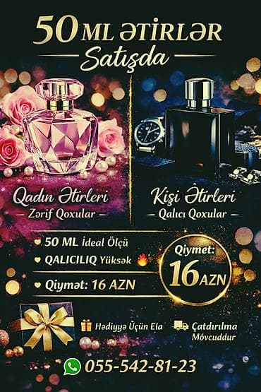 50 ml ətirlər – qadın və kişi üçün - Qadın ətirləri: zərif, romantik
