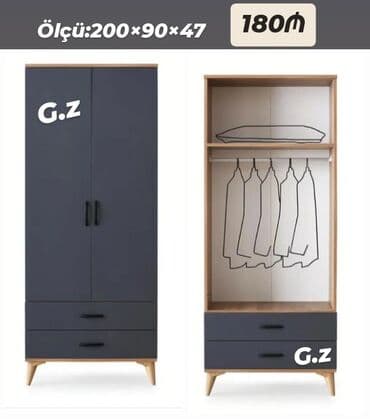 вытяжка встроенная в шкаф 50: Açılan, 2 qapılı Düz dolab, Qarderob, paltar dolabı — 1